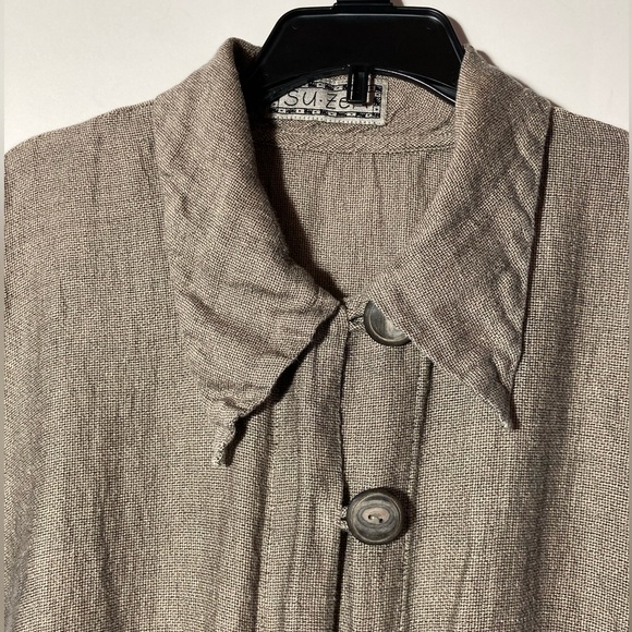 Su-Zen Linen/Cotton Long Sleeve Button Down Top W/Collar & Button Cuffs Sz Large - Picture 3 of 16